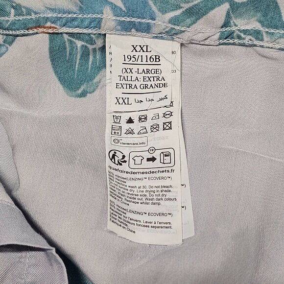 All Saints Relaxed Fit Button Up Men Shirt Size XXL Blue Tropical Short Sleeve - Picture 10 of 11